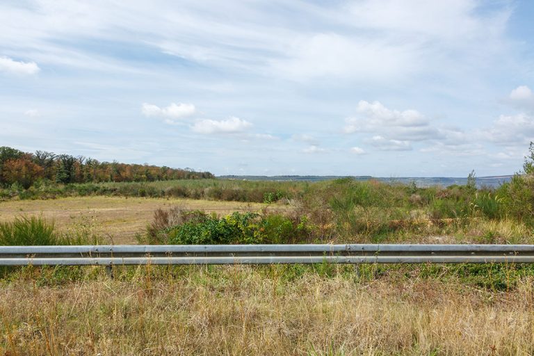 Ulla Anne Giesen Fotografie – Dokumentarfotografie Raum Nordrhein-Westfalen – Bereich Baumlandschaft - Abbildung: RHEIN-ERFT-KREIS Kerpen, Braunkohletagebau Hambach, Hambacher Forst, Leitplanke